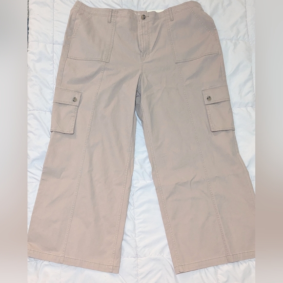 NWT,a.n.a, highest rise, wide leg, khaki, cargo pants- women's size 24w - Picture 2 of 6
